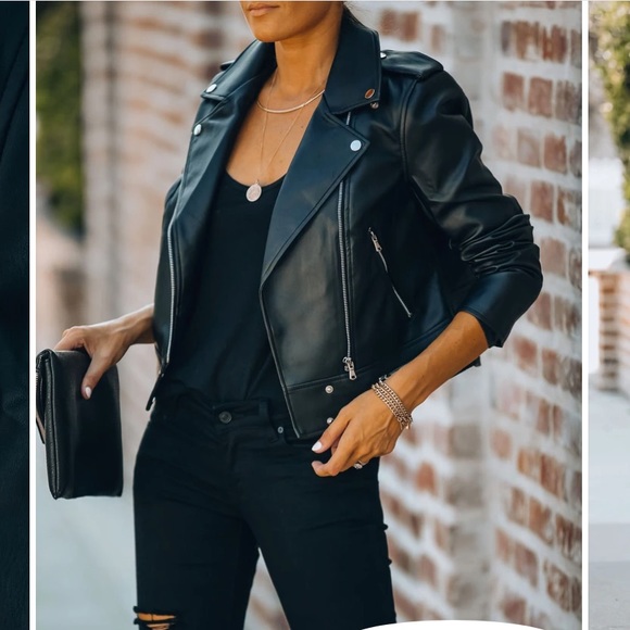 Vici Gramercy pocketed faux leather Moto jacket - Picture 5 of 9